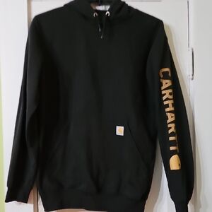 Carhartt Black Hoodie with Yellow Sleeve Logo